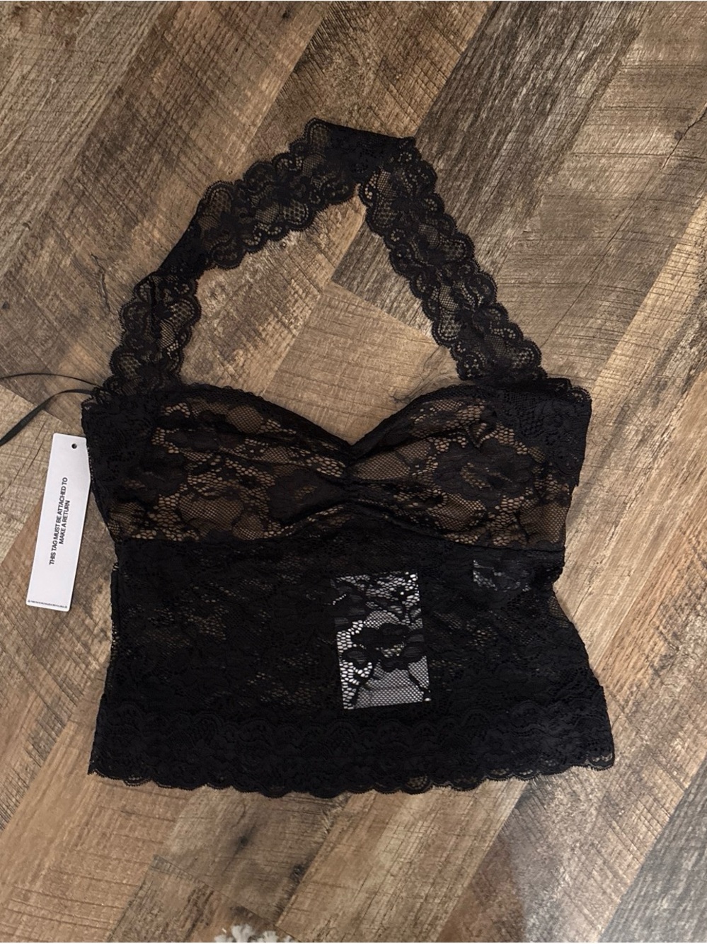 NWT Princess Polly black lace halter top